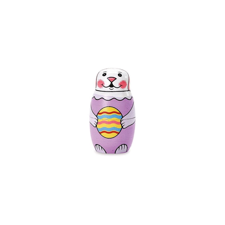 Lillian Vernon Hand Painted Wooden Easter Bunny Nesting Doll Set