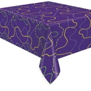 Ways to Celebrate! Classic Mardi Gras Plastic Party Table Cover, 54 x 84in