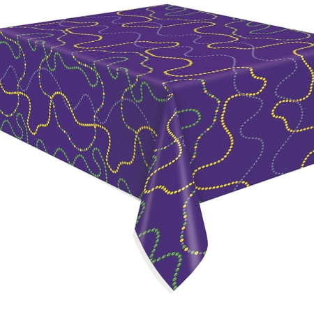 Mardi Gras Plastic Party Table Cover, 54 x 84in, 1 ct, Unique Industries