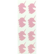 Royal Green Magical Unicorn Silhouette Stickers for Bags, Party Favors, Envelopes and Invitation Seals in Pastel Pink 2 inch (50mm) - 80 Pack