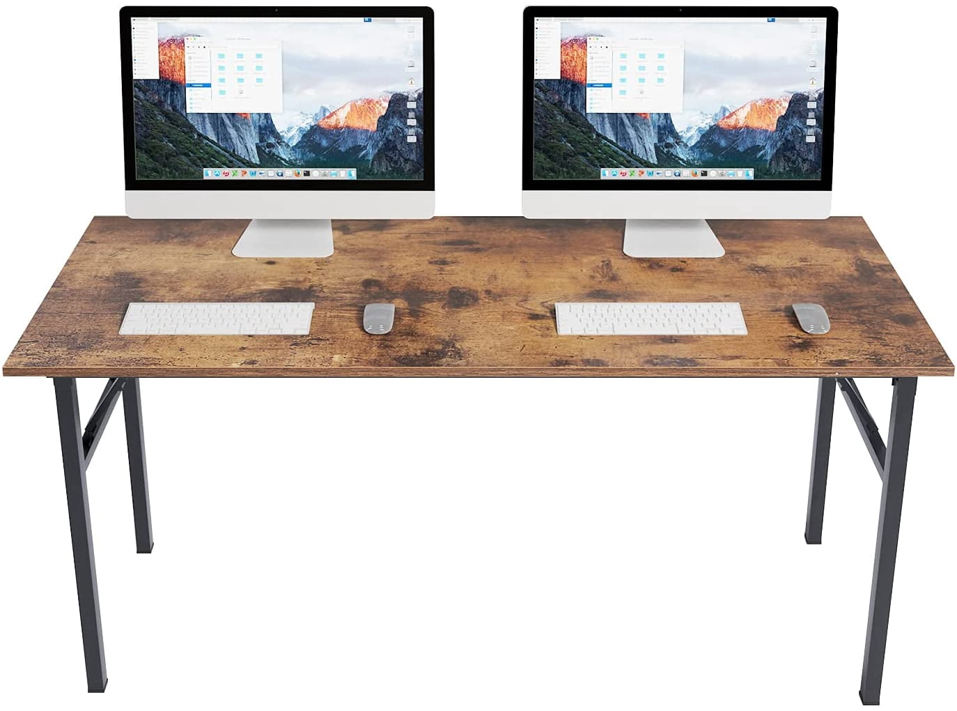 SOGES 62 inches Folding Table Computer Table Workstation No Install Needed, Rustic Brown