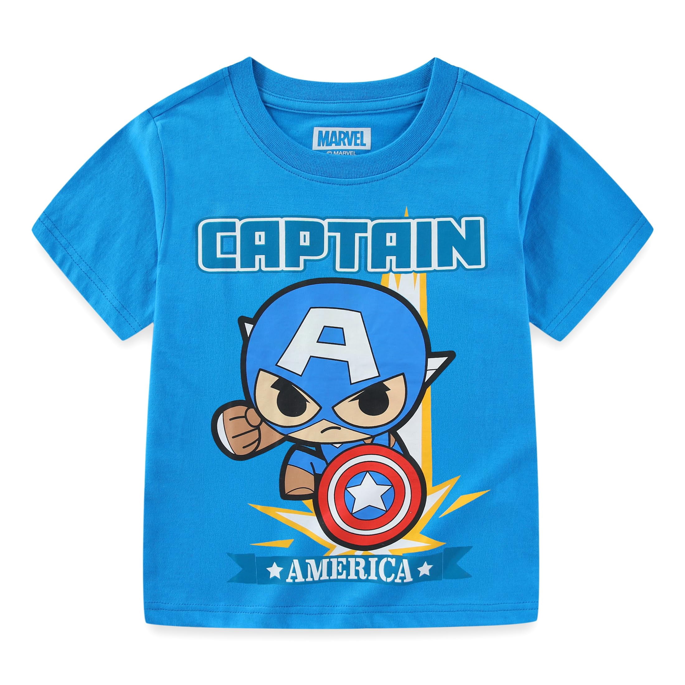 Marvel Avengers Iron Man Spider-Man Captain America Black Panther Short Sleeve T-Shirt (Boys), 4 Pack, Sizes 3T-7