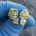 thumbnail image 4 of 14k Gold Plated Nugget Earrings Butterfly Back Hip Hop Jewelry Mens Women's 20MM, 4 of 11