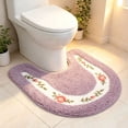thumbnail image 6 of Dtchengua Soft Floral Non-Slip Toilet Contour Rug, Contour Bath Rug, Soft Shaggy U-Shaped Toilet Floor Mat for Bathroom 20×20 Inch,Purple, 6 of 7