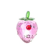 Crystal Strawberrie Figurines Collectibles Glass Fruits Decor for Office Tabletop Centerpiece Art Glass Paperweights Decoration for Home Kitchen Gifts for Mum，Pink Strawberries - Ladybugs