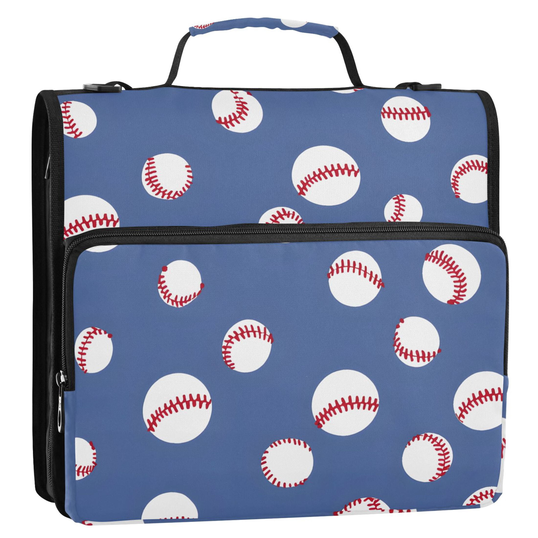 ALAZA Zipper Binder Baseball Pattern 3 Ring Trapper Keeper File Folder Organizer Bag
