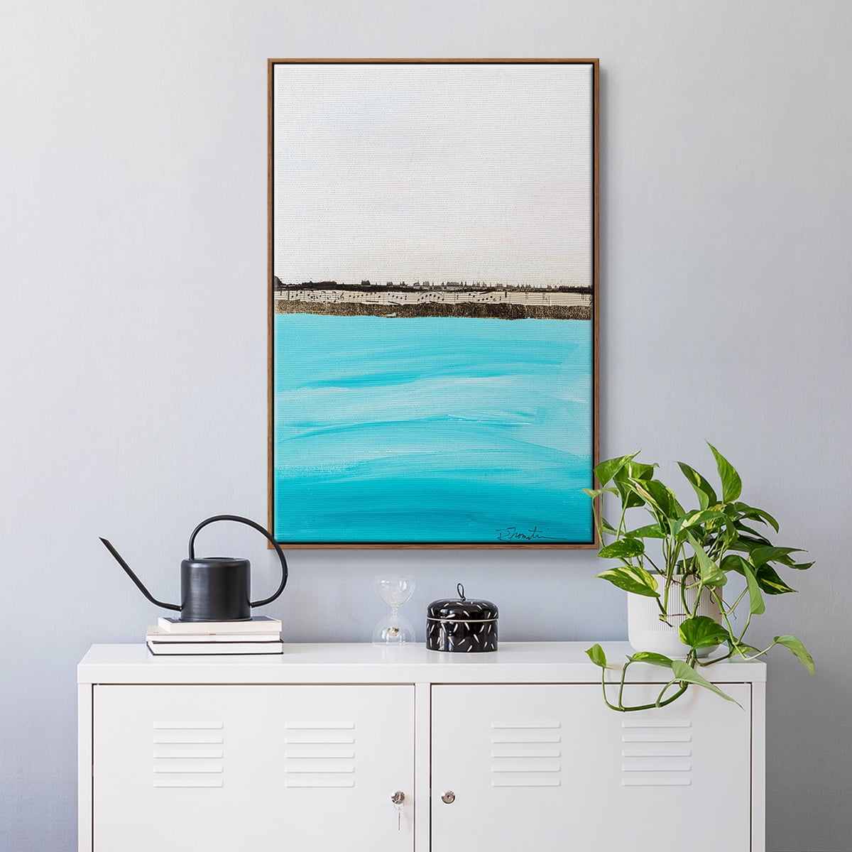 Harmony in Turquiose Framed Premium Gallery Wrapped Canvas - Ready to Hang