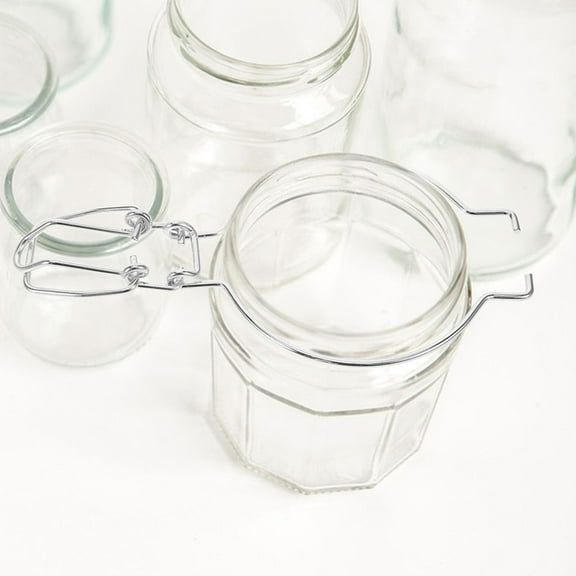 NICEXMAS Wide Mouth Lids Sealed Buckle Silver Glass Jars 6Pcs