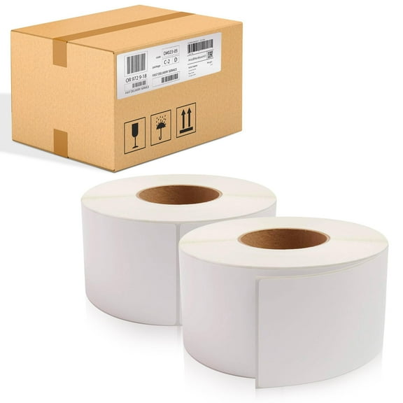 White Thermal Transfer Labels, 3 in Core Non-Perforated 12 in OD, 3500 Count, 3 x 10 in