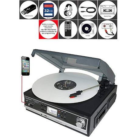 MULTIMEDIA TURNTABLE SYST BLK STEREO W/ CASS &