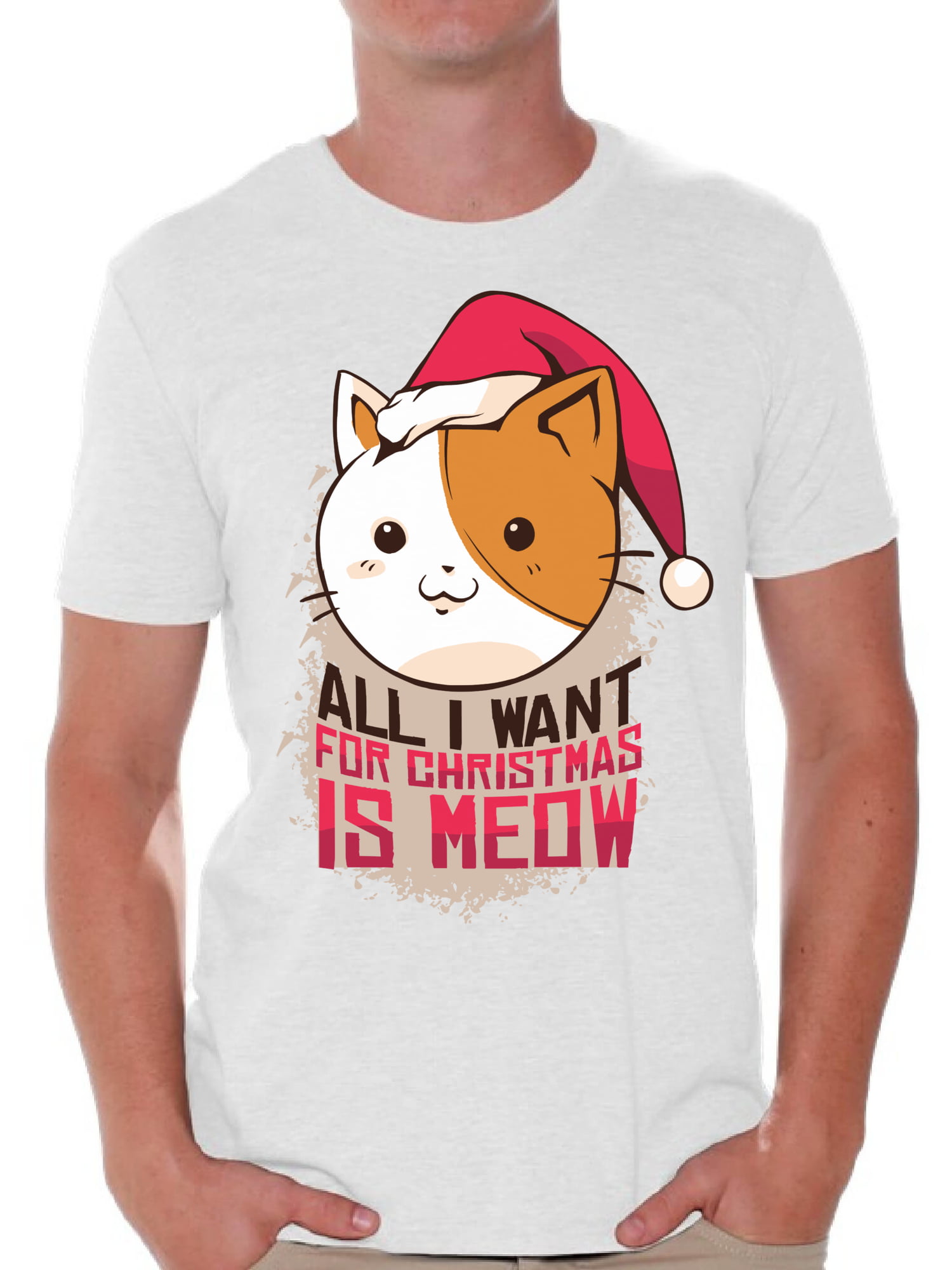 Meowy Christmas Ugly Xmas Cat Meow Pets Kitten Funny Humor DT Adult T-Shirt Tee 