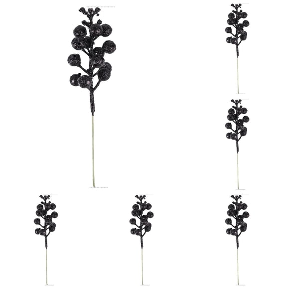 14PCS Black Berry Stems – Artificial Dark Berries for Halloween, Gothic Christmas & Modern Home Decorations