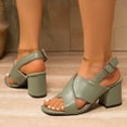 thumbnail image 6 of Xdegoge Heeled Sandals for Women Chunky Block Heel Criss Cross Wide Straps Open Toe Ankle Buckle Dressy Party Wedding Evening Comfortable Summer Shoes, 6 of 9