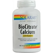 Solaray - BioCitrate Calcium with Vitamin D - 180 Vegetarian Capsules