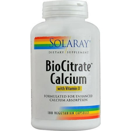 Solaray - BioCitrate Calcium with Vitamin D - 180 Vegetarian Capsules