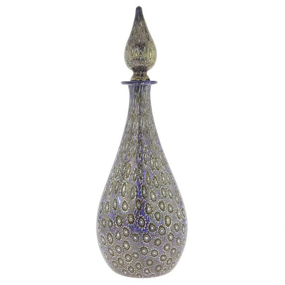 GlassOfVenice Murano Glass Millefiori Bottle Decanter - Blue