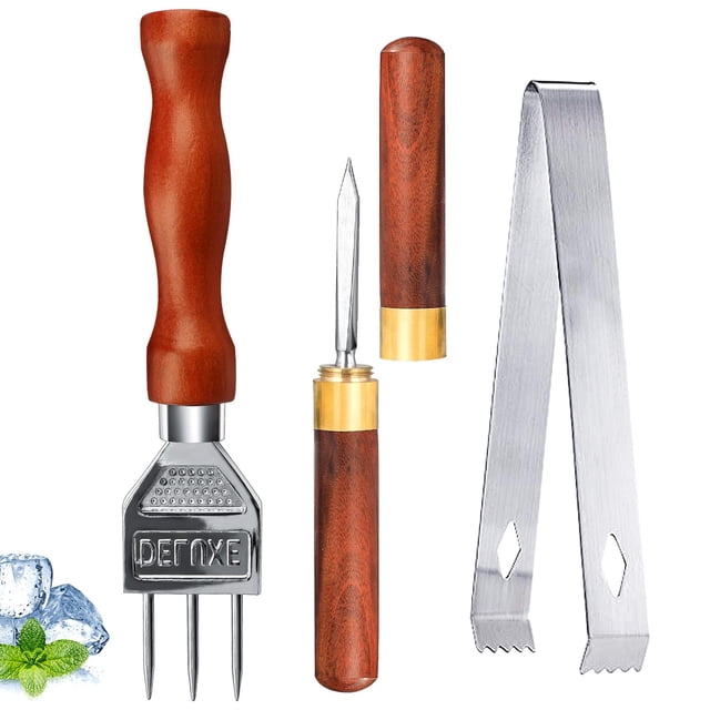 Pick Ice Pick SuperWare de acero inoxidable con mango de madera, paquete de 3