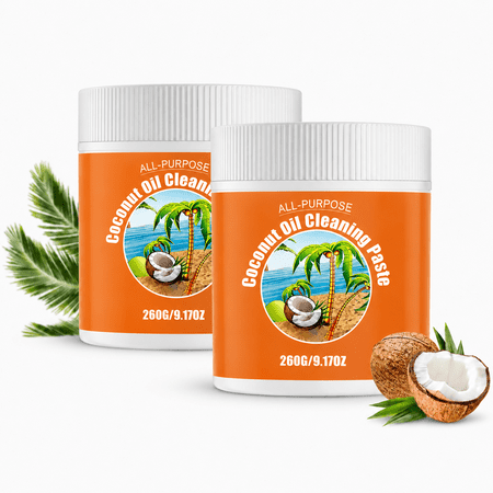 Multi-Purpose Coconut Oil Cleaning Paste, Powerful Polishing Paste For Kitchen 260G, Kitchens Degreaser Stain Remover for Stove Cookware Pots Pans, All-Purpose Home Kitchen Cleaning Supplies