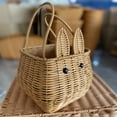 thumbnail image 3 of Lilixerw Easter Faux Rattan Woven Bunny Fruit Basket with Rabbit Ear,Double Handles Sturdy Decorative Rabbit Storage Basket for Kitchen,Dining Table,Patio,Home Decor Gift, 3 of 5