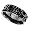 thumbnail image 2 of Blackout Double Chain Spinner Ring Mens Stainless Steel Anti Anxiety Fidget Band Fantasy Forge Jewelry, 2 of 5