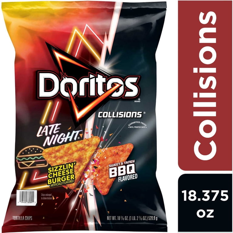 D Collisions Tortilla Chips BBQ & Sizzlin Cheeseburger, 18.375 oz