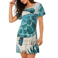 thumbnail image 2 of Gukieu Watercolor Sea Turtle Print Women's Nightgown, A-line Round Neck Short-sleeved Nightgown Pajamas Home Wear Suitable for Home and Outing, 2 of 6