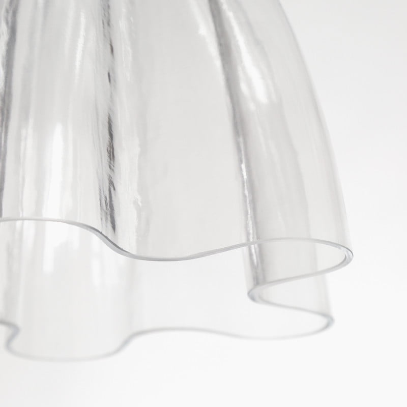 LNC Modern Gold Pendant Light with Clear Flower-Shaped Glass Shade, Dimmable LED Fixture