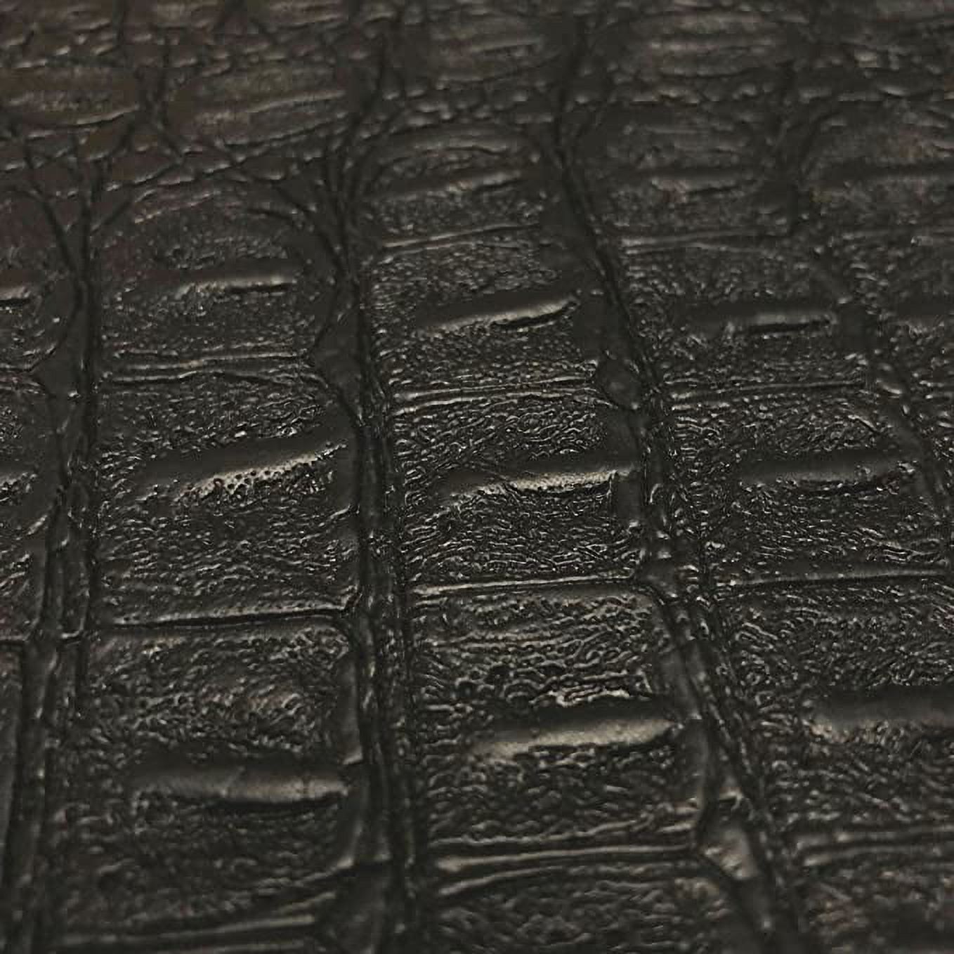 Gator Faux Leather, Soft Textured Crocodile Vinyl Fabric, Alligator Skin Embossed Upholstery And DIY Craft Pleather Sheets – Cut Continuously By The Yard (Black)