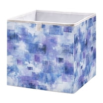 Foldable Fabric Storage Bin Home Cubes Clothing Organizer Bins Large Collapsible Box Basket for Home Organizer Blue Squares and Shapes