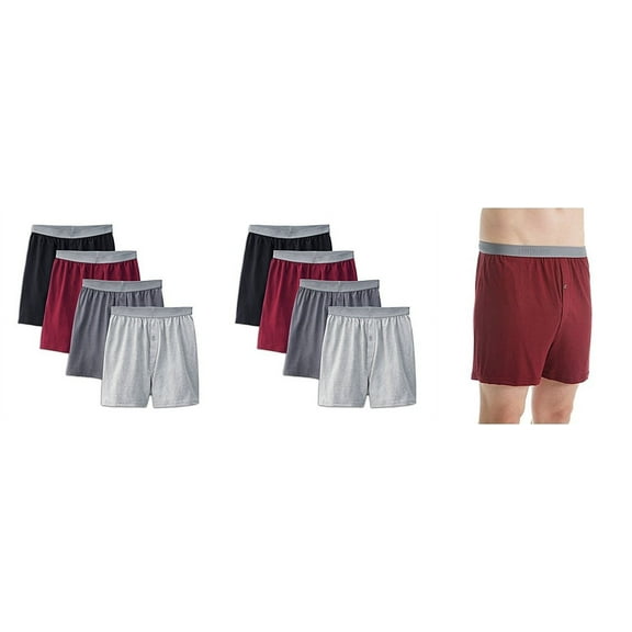 Fruit Of The Loom Men's 9-Pack Knit Boxers Tagless Assorted Colors Button Fly 100% Cotton