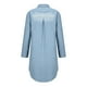 thumbnail image 4 of Vestido camisero de verano para mujer, de mezclilla, con bolsillo simétrico, solapa, manga larga, cinturón de pecho, vestido camisero ajustado, 4 of 5