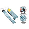 thumbnail image 3 of WIRESTER Lipstick Chapstick Holder Keychain Neoprene Lip Balm Holder Cover With Wristlet Keychain Lanyard for Women - Teal & White Mandala, 3 of 6