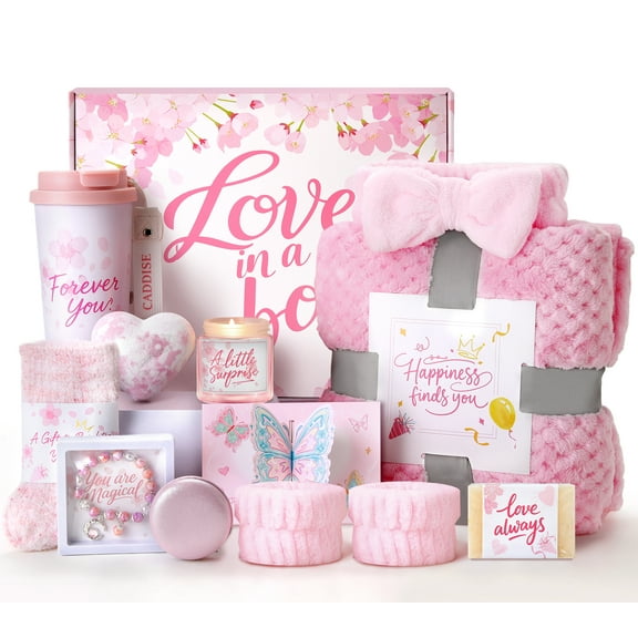 Spa Gifts Sets for Women, 12 pcs Luxury Self Care Bath & Spa Set with Blanket, Holiday/Birthday/Valentine Day Gifts Box