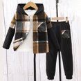 thumbnail image 6 of Leey-World Toddler Boys Clothes 2T 3T 4T 5T 6T 7T Boys Plaid Hoodie Button Top & Sweatpants Set 2Pcs Fall Winter Outfits for Toddler Little Kids, 6 of 9