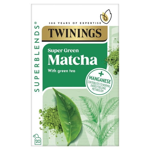 Twinings Superblends Super Green Matcha, 20 Tea Bags 20's, British Import (Pack of 3)