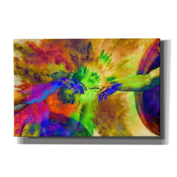 Epic Graffiti 'Michelangelo - Creation of Adam Colorful II' by Epic Art Portfolio, Canvas Wall Art, 60"x40"