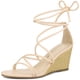 thumbnail image 1 of Sandalias tacón cuña tiras cordones Beige 23.5cm, 1 of 6