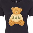 thumbnail image 4 of Inktastic Vintage Teddy Bear in Sweater with Christmas Trees Women's T-Shirt, 4 of 5