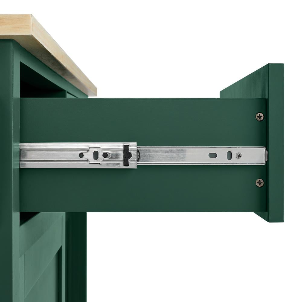 Crosley Furniture Cora Drop Leaf Traditional Wood Kitchen Island in Emerald