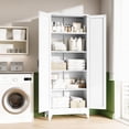 thumbnail image 3 of Letaya 75" H Metal Storage Cabinet with 2 Doors and 4 Shelves,Tall Kitchen Pantry Cabinets,Farmhouse Utility Pantry Organizers for Cupboard/Dining/Bathroom/Home Office/Garage,White, 3 of 17