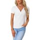 thumbnail image 1 of Blusa de manga corta con frente retorcido para mujer INSPIRE CHIC, escote en V, top casual blanco M, 1 of 1