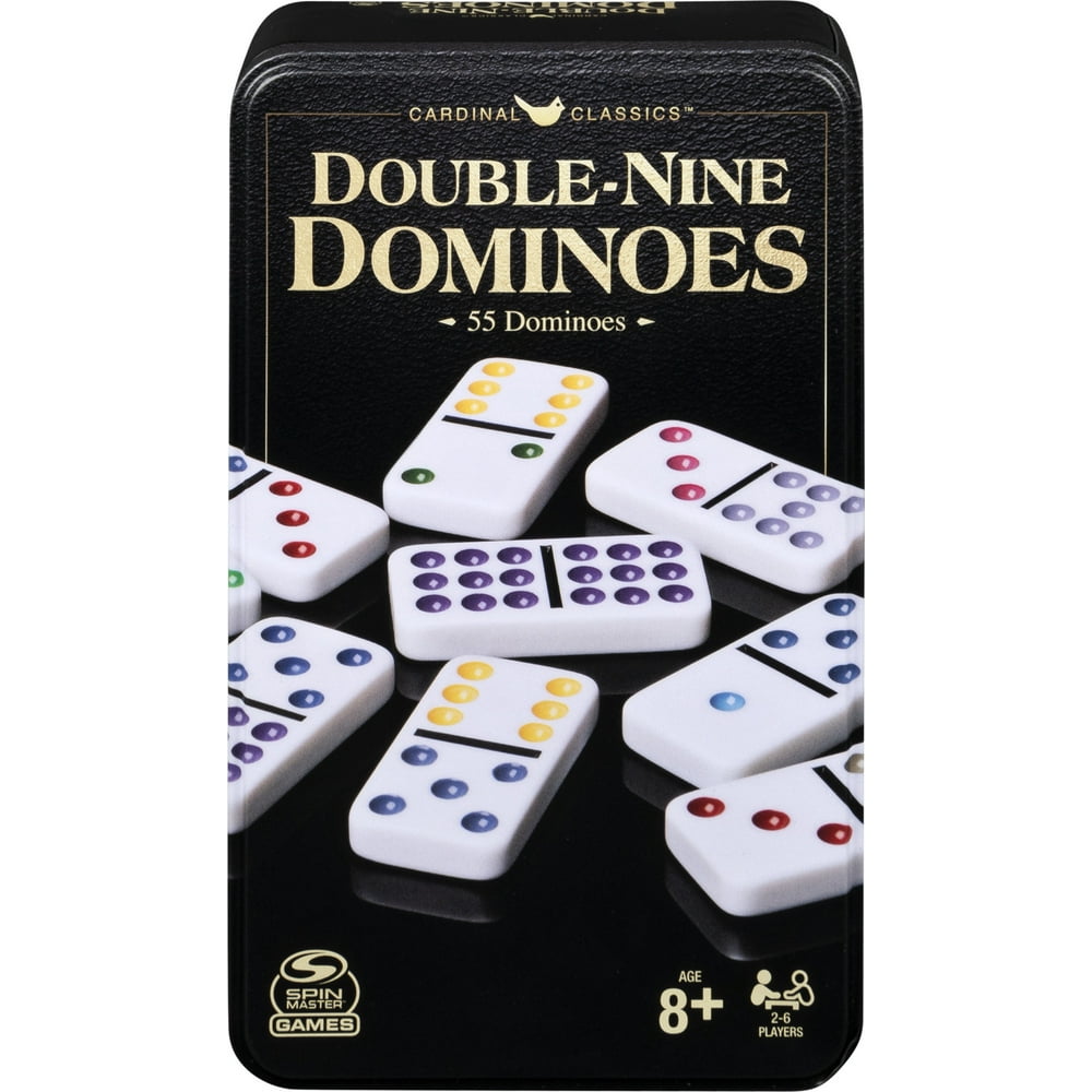Double Nine Dominoes Set in Storage Tin, for Families and Kids Ages 8