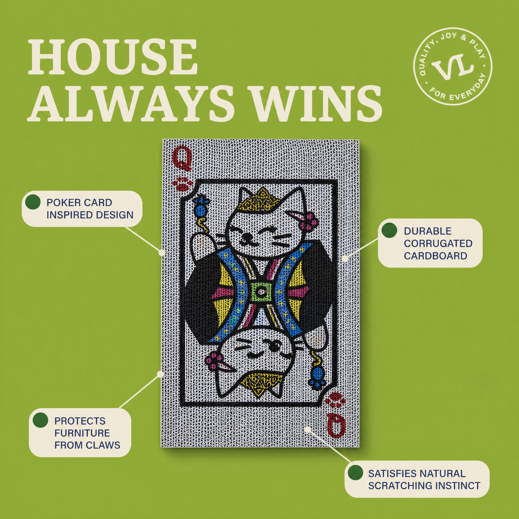 Vibrant Life Corrugate Poker Card Cat Scratcher photo 5