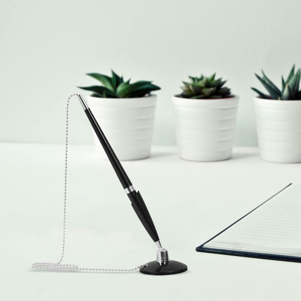 Nestingho Pluma Fija Para Escritorio De Oficina Con Cadena Plástico Y Acero Inoxidable Tinta Rápida