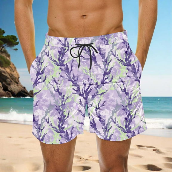 Runfenguu Gym Shorts, Beach Shorts For Men Men Casual Print Pocket Elastic Waist Straight Half Beach Shorts Pants Sport Pants Trouser Shorts