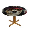 thumbnail image 3 of Orinice Pirate Dog Round Table Cover Stain Resistant Washable Indoor Outdoor Tablecloth Kitchen Dining Wedding Parties Full Width Single-Sided Printing 100% Polyester Fiber 42-46, 3 of 8