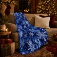 thumbnail image 3 of Intricate Snowflakes And Stars Across Deep Blue Swirls for Winter Art Enthusiasts, Magical Illustration Home Decor for Living Room and Bedroom, Christmas Gift with Cozy Flannel Blanket, 3 of 9