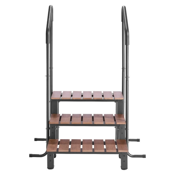 KFFKFF 3-Step Hot Tub Steps with Handrail, 25.2-Inch Wide Outdoor Spa Stairs, Durable Above-Ground/Inflatable Pool Ladder with 550 lbs Load Capacity, Versatile for Porch, Patio, Deck, and Trailers