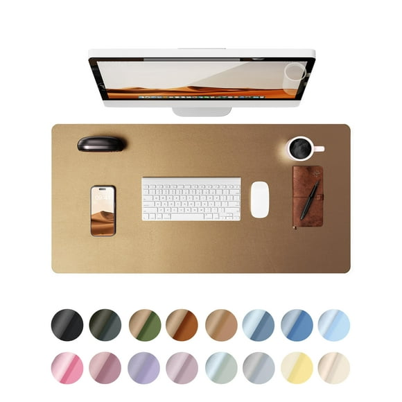 Protector de escritorio Ysagi Leather, impermeable, 90 x 45 cm, color bronce