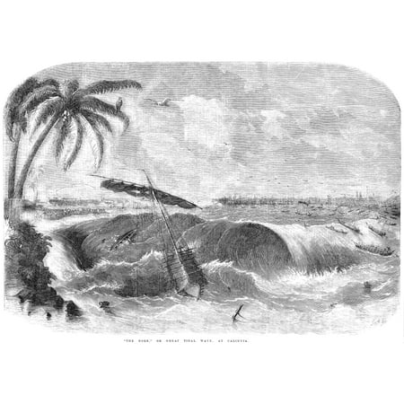 Calcutta Tidal Wave 1857 NThe Bore Or Great Tidal Wave At Calcutta India In 1857 Wood Engraving From A Contemporary Indian Newspaper Poster Print by Granger (Best Newspaper In India)